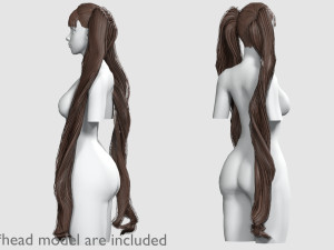 Long Pigtails Hairstyle V17605 Model 3D