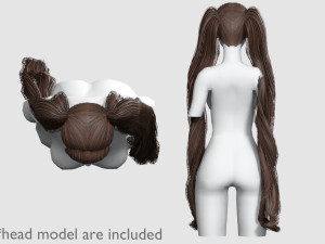 Long Pigtails Hairstyle V17605 Model 3D