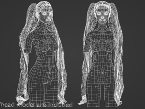 Long Pigtails Hairstyle V17605 Model 3D