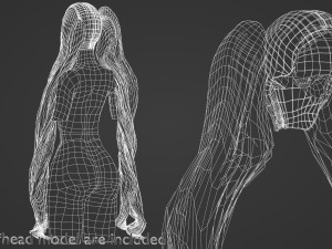 Long Pigtails Hairstyle V17605 Model 3D