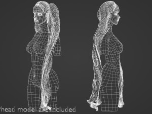 Long Pigtails Hairstyle V17605 Model 3D