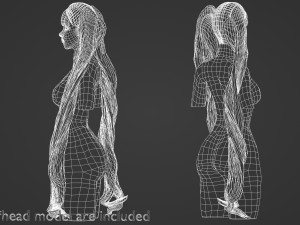 Long Pigtails Hairstyle V17605 Model 3D