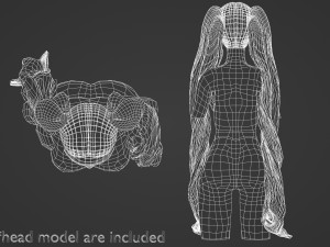 Long Pigtails Hairstyle V17605 Model 3D