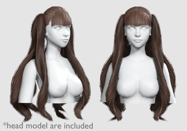 Long Ponytails Hairstyle V11801 3D 模型 .c4d .max .obj .3ds .fbx .stl .blend 