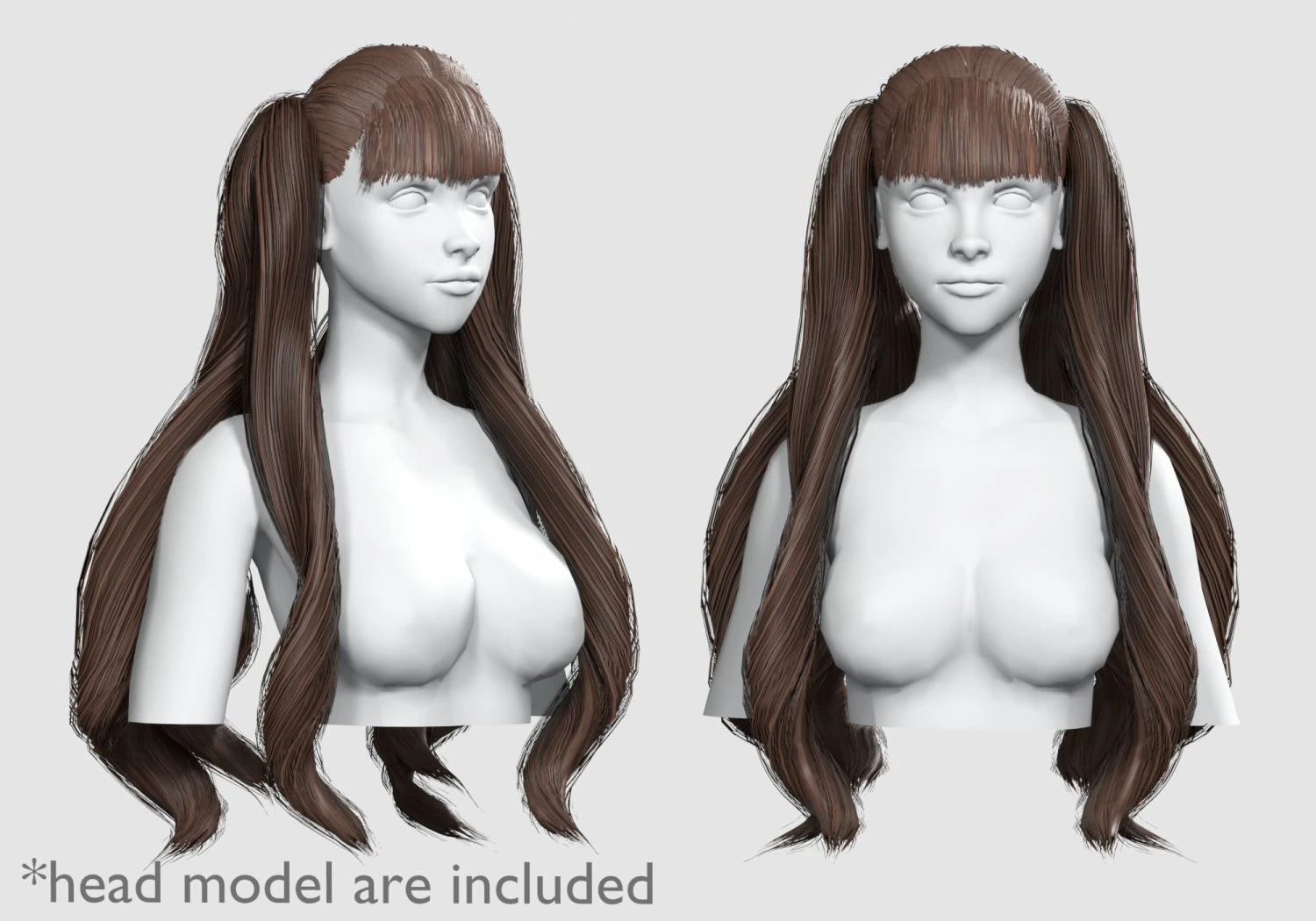 Long Ponytails Hairstyle V11801 3D Model .c4d .max .obj .3ds .fbx .stl .blend 