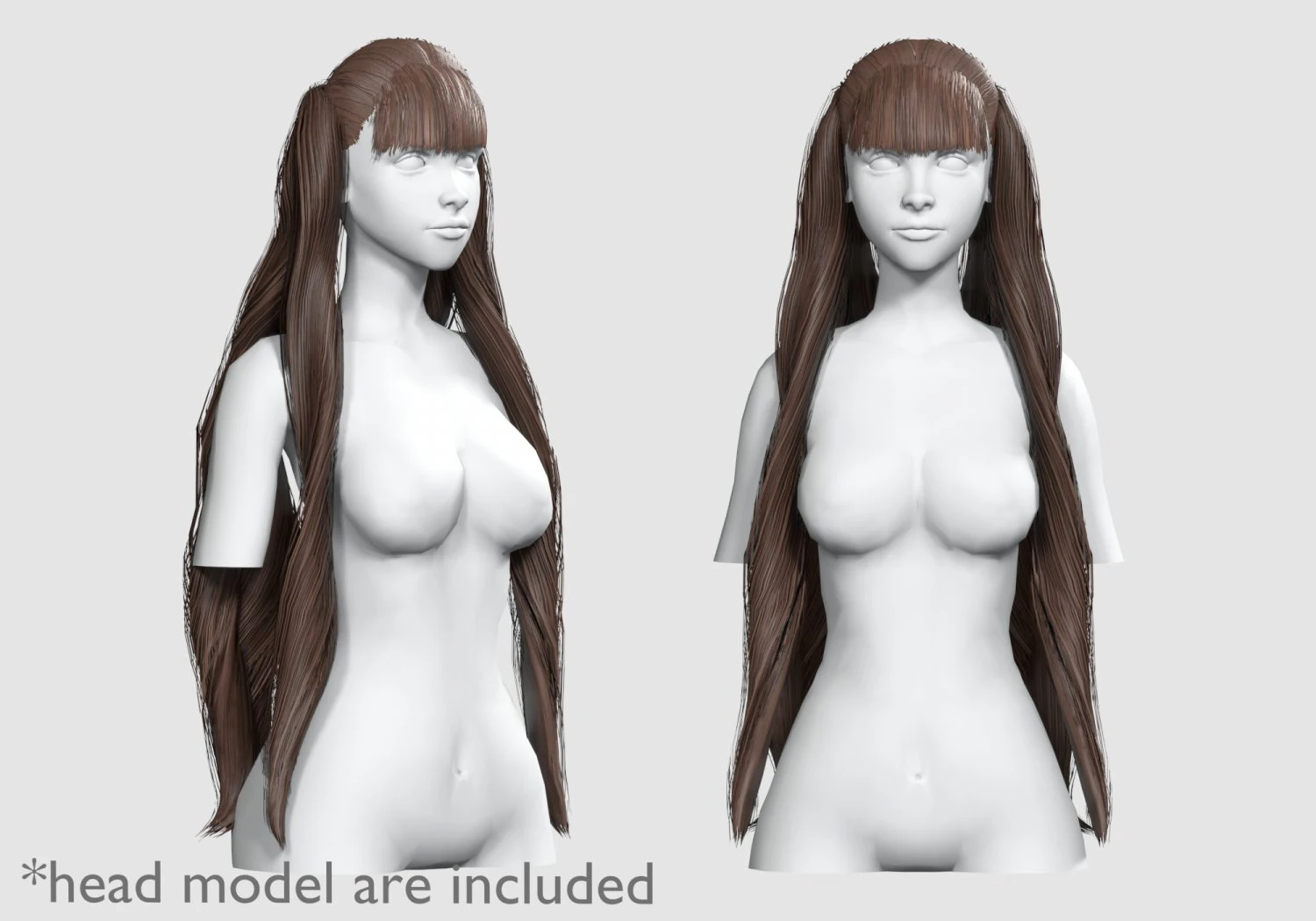 긴 웨이브 헤어스타일 V12474 3D 모델 .c4d .max .obj .3ds .fbx .stl .blend 