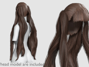 Long Wavy Hairstyle V12474 3D Model