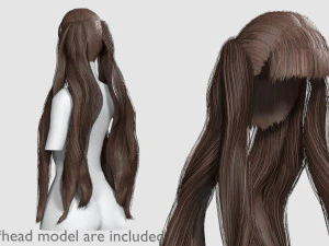긴 웨이브 헤어스타일 V12474 3D 모델
