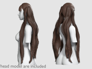 Long Wavy Hairstyle V12474 3D Model