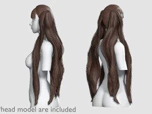 긴 웨이브 헤어스타일 V12474 3D 모델