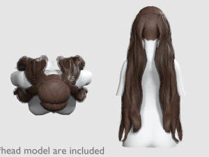 긴 웨이브 헤어스타일 V12474 3D 모델