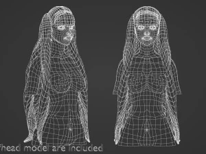 긴 웨이브 헤어스타일 V12474 3D 모델