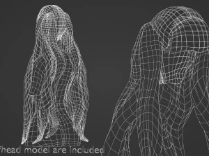 긴 웨이브 헤어스타일 V12474 3D 모델