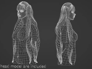 긴 웨이브 헤어스타일 V12474 3D 모델