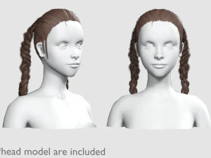 Gaya Rambut Kepang Kuncir V8907 Model 3D