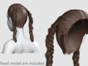 Pigtails Braids Hairstyle V8907 3D Модель