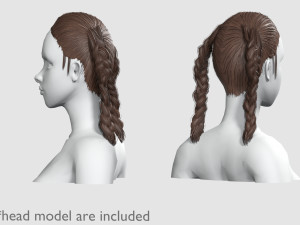 Pigtails Braids Hairstyle V8907 3D Модель