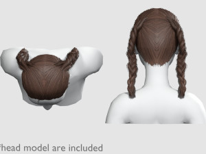 Pigtails Braids Hairstyle V8907 3D Модель