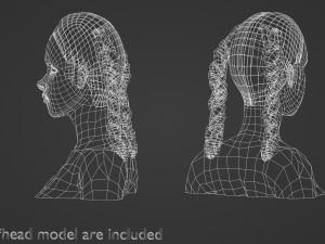 Pigtails Braids Hairstyle V8907 3D Модель
