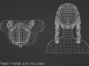 Pigtails Braids Hairstyle V8907 3D Модель