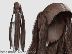 Pigtails Long Hairstyle V12723 3D-Modell