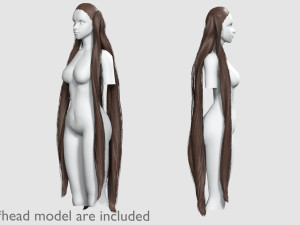 Pigtails Long Hairstyle V12723 3D-Modell