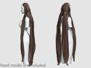 Pigtails Long Hairstyle V12723 3D-Modell