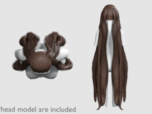 Pigtails Long Hairstyle V12723 3D-Modell