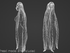 Pigtails Long Hairstyle V12723 3D-Modell