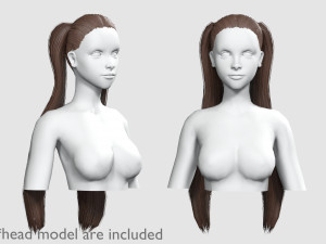 Pigtails Straight Hairstyle V5591 Modelo 3D
