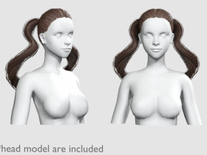 Pigtails Tight Hairstyle V8228 3D Model
