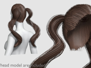 Pigtails Tight Hairstyle V8228 3D Модель