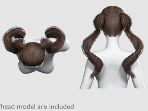Pigtails Tight Hairstyle V8228 3D Модель