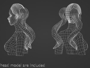 Pigtails Tight Hairstyle V8228 3D Модель