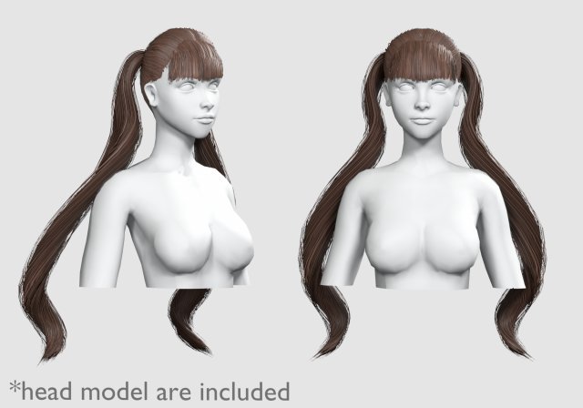 Ponytails Cute Hairstyle V7025 Model 3D .c4d .max .obj .3ds .fbx .stl .blend 