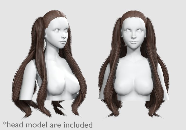 Ponytails Long Hairstyle V11447 3D 모델 .c4d .max .obj .3ds .fbx .stl .blend 