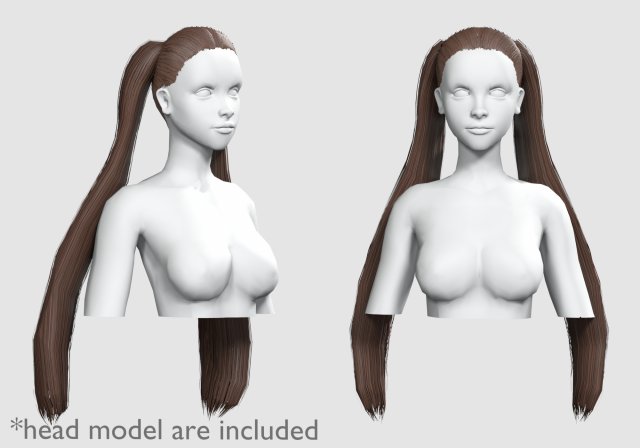 Ponytails Straight Hairstyle V5615 3D Model .c4d .max .obj .3ds .fbx .stl .blend 