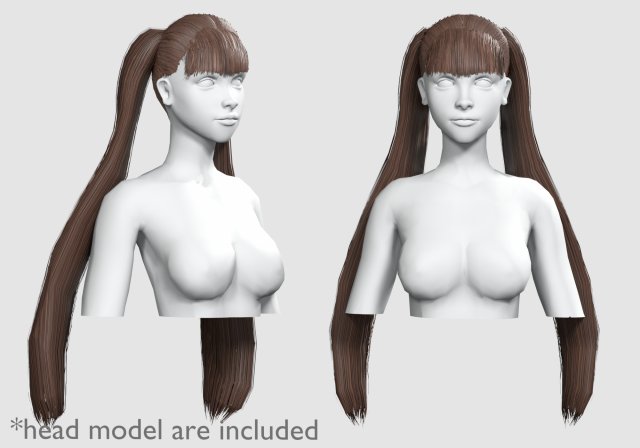 Straight Ponytails Hairstyle V5921 3D Model .c4d .max .obj .3ds .fbx .stl .blend 