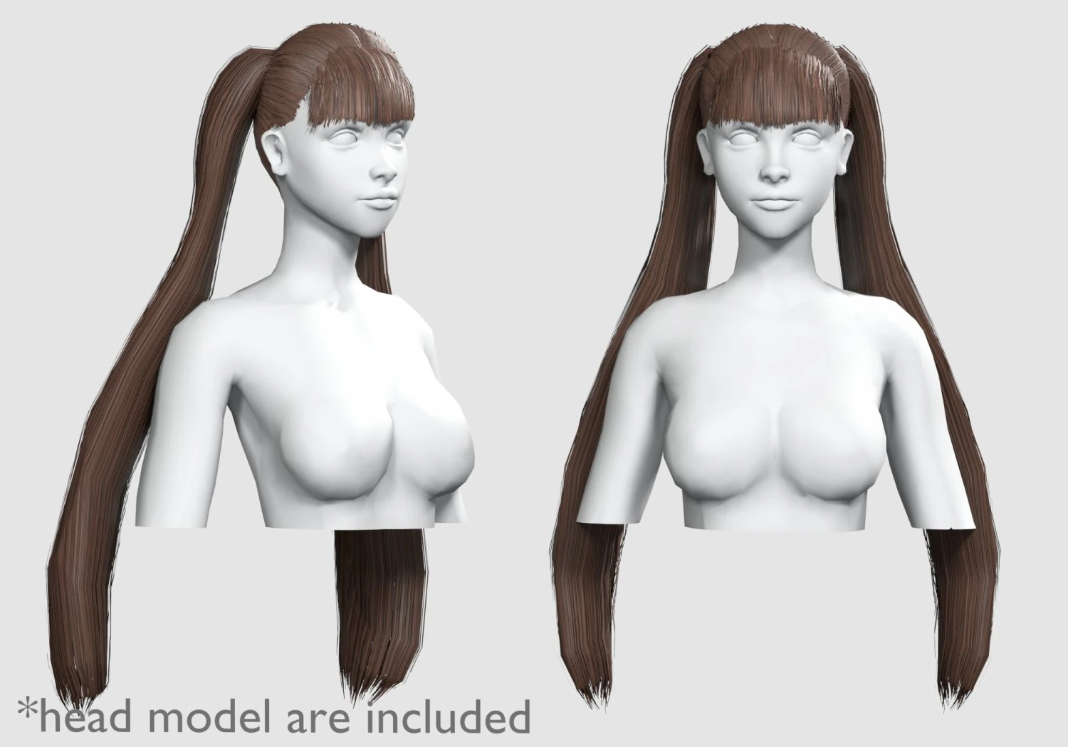 Straight Ponytails Hairstyle V5921 3D Model .c4d .max .obj .3ds .fbx .stl .blend 
