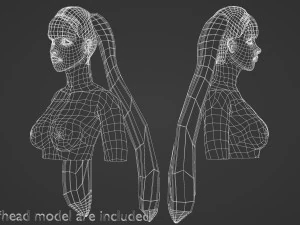 Straight Ponytails Hairstyle V5921 3D Model