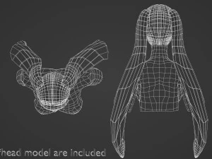 Straight Ponytails Hairstyle V5921 3D Model