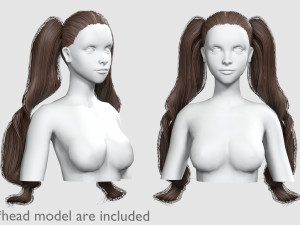 Thick Pigtails Hairstyle V16772 3D Model