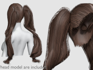Thick Pigtails Hairstyle V16772 Model 3D