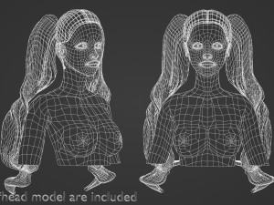 Thick Pigtails Hairstyle V16772 Model 3D