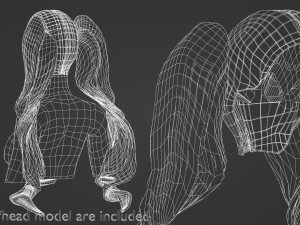 Thick Pigtails Hairstyle V16772 Model 3D