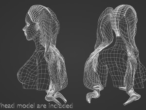 Thick Pigtails Hairstyle V16772 Model 3D