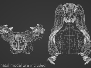 Thick Pigtails Hairstyle V16772 Model 3D