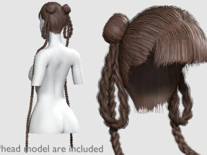 Tight Braids Hairstyle V30837 3D Model