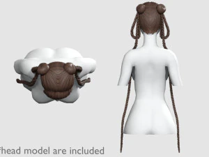 Tight Braids Hairstyle V30837 3D Model