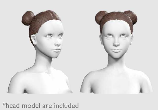 Tight Bun Hairstyle V4372 3D Model .c4d .max .obj .3ds .fbx .stl .blend 